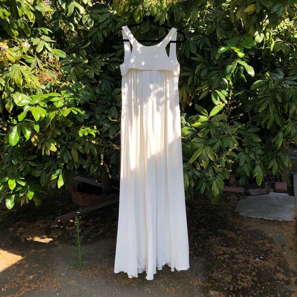 NWT l’agence ivory satin linen maxi dress